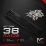 36 Raios Aço Preto 255X2.0 Fino c/Niples Aro 26 Bike