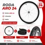 Roda Dianteira A24 Alumínio Natural Pneus + Câmaras de Ar